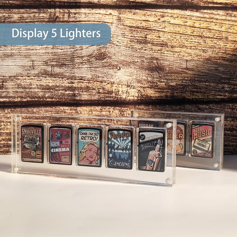 WEIMINLI Clear Acrylic Lighter Display Case, Holds 5 Lighters, Ideal Men's Gift for Dad, Husband & Collectors - Image 2